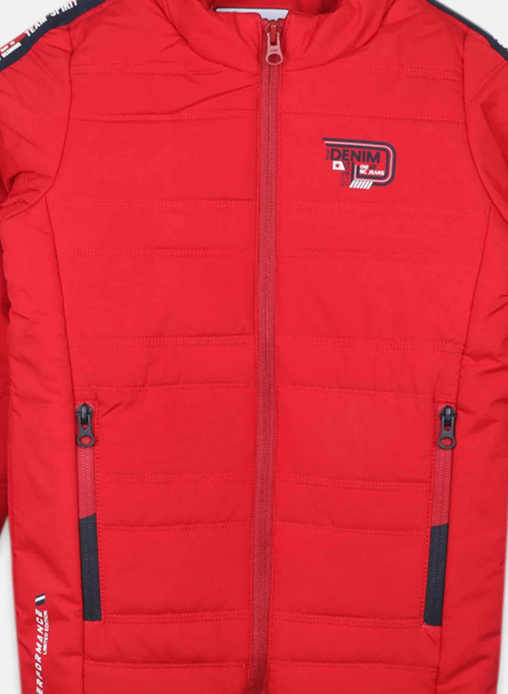 Boys Red Solid Jacket - Image 3