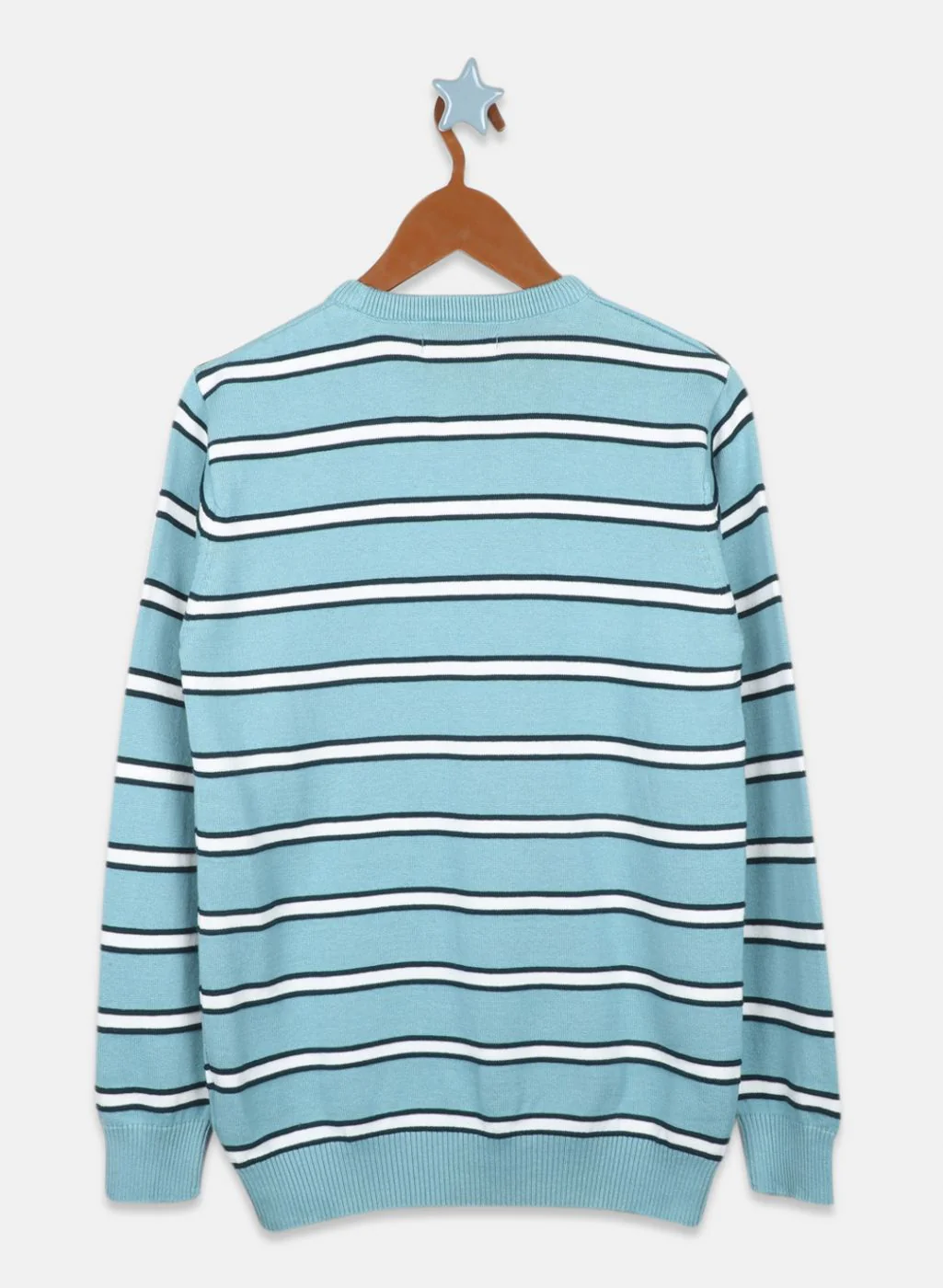 Boys Teal Blue Stripe Pullover - Image 2