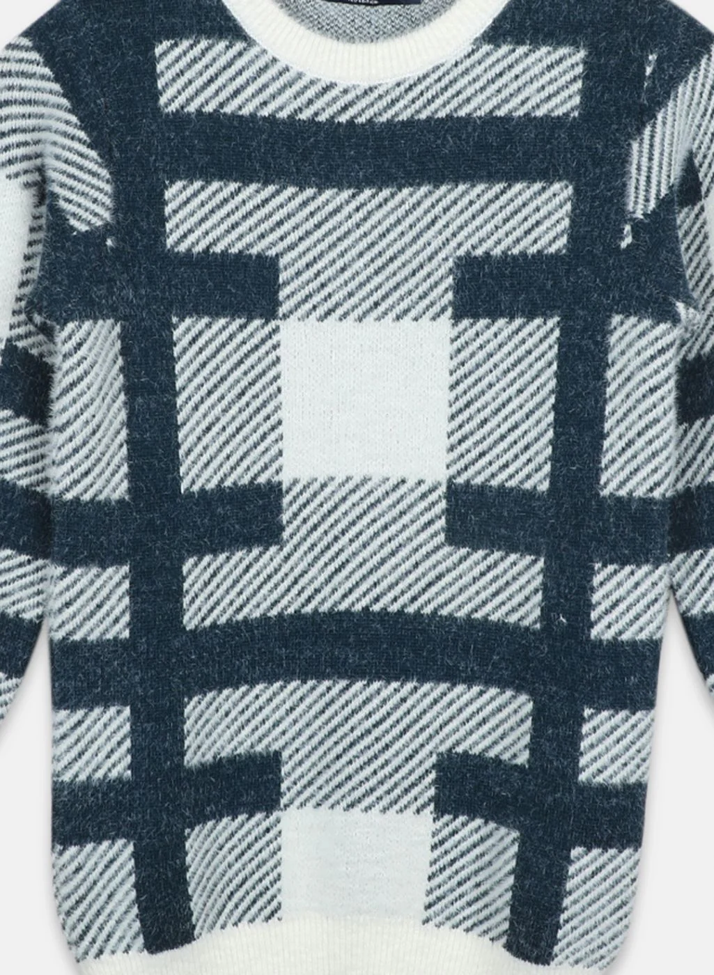 Boys White Jaquard Pullover - Image 3