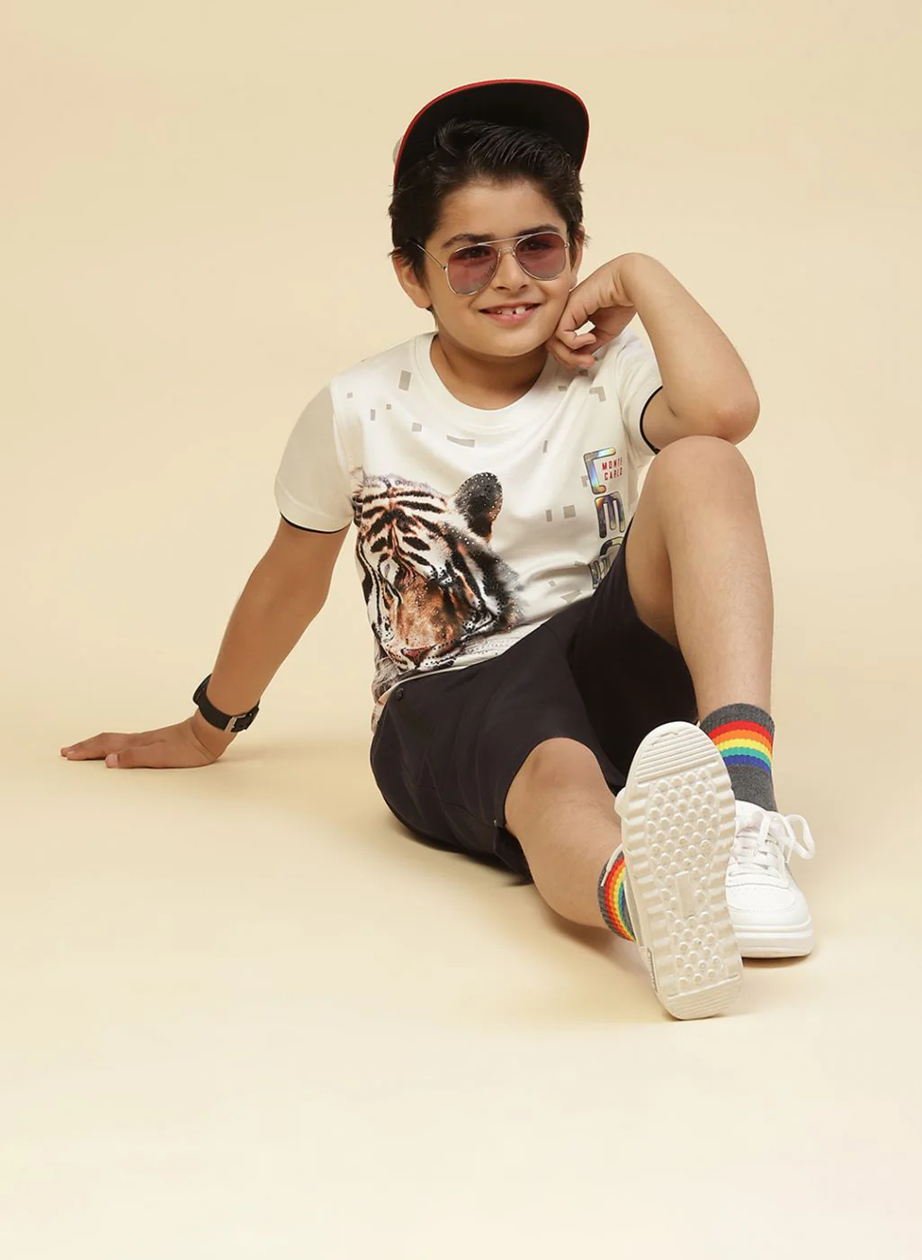 Boys White Printed T-Shirt