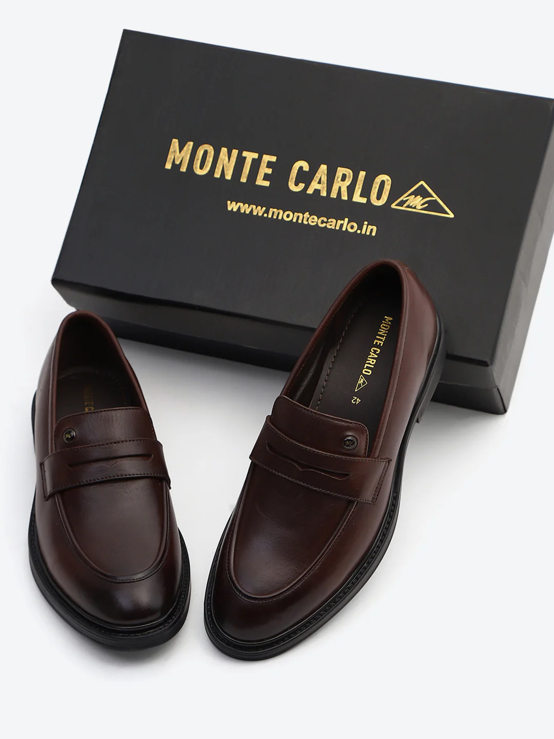 Monte Carlo Brown Slip-On I Formal I Party Wear Leather Penny Loafers for Men - Image 2