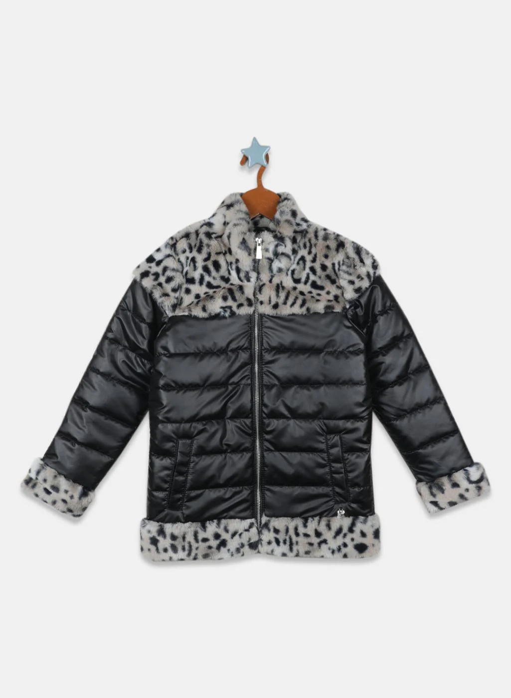 Girls Black Solid Jacket