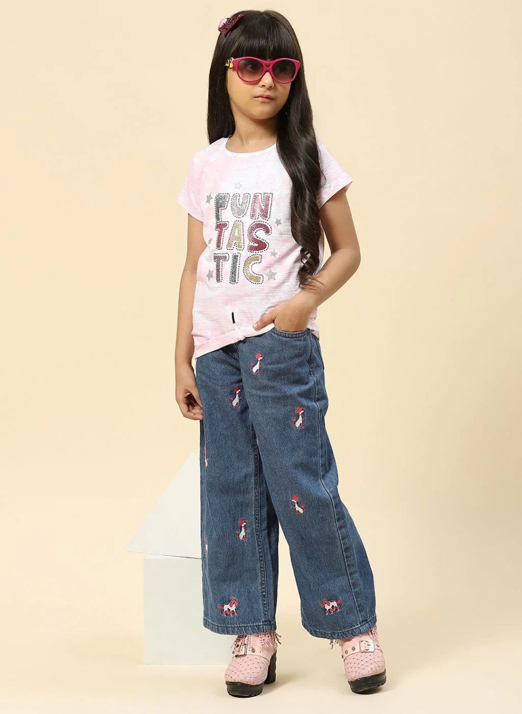 Girls Pink Printed Top