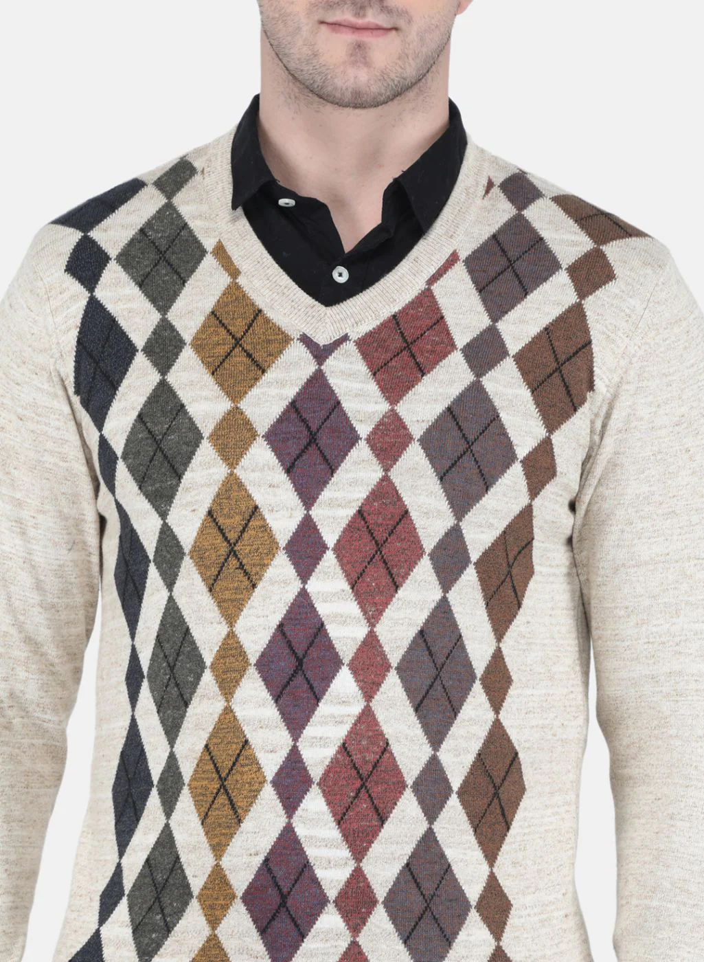 Men Beige Printed Pullover - Image 5