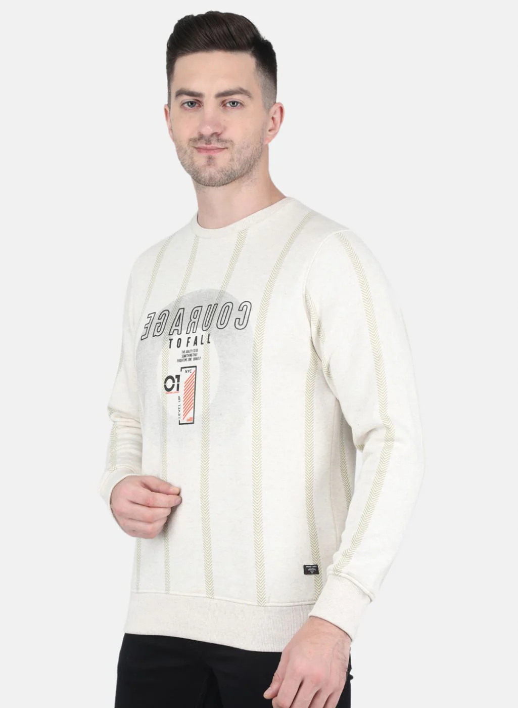 Men Beige Printed Sweatshirt - Image 2