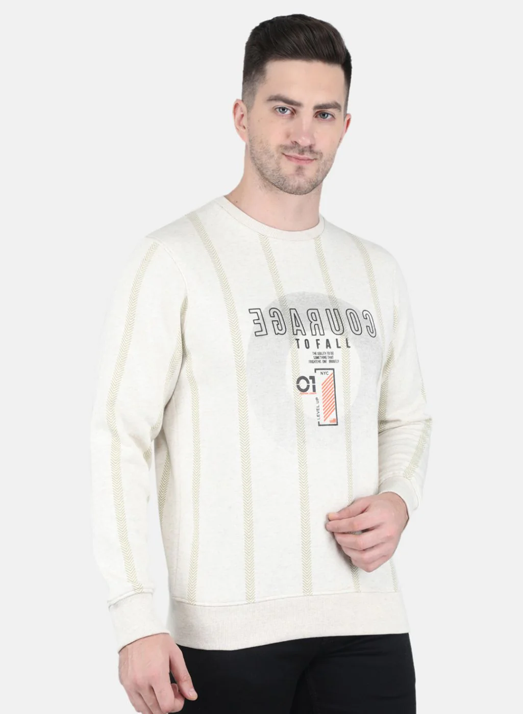 Men Beige Printed Sweatshirt - Image 6