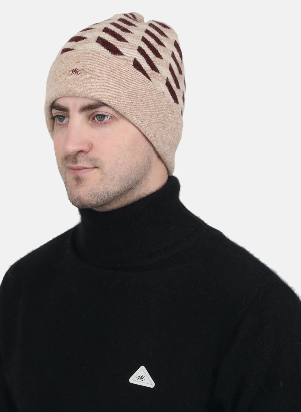 Men Beige Self Design Cap - Image 2