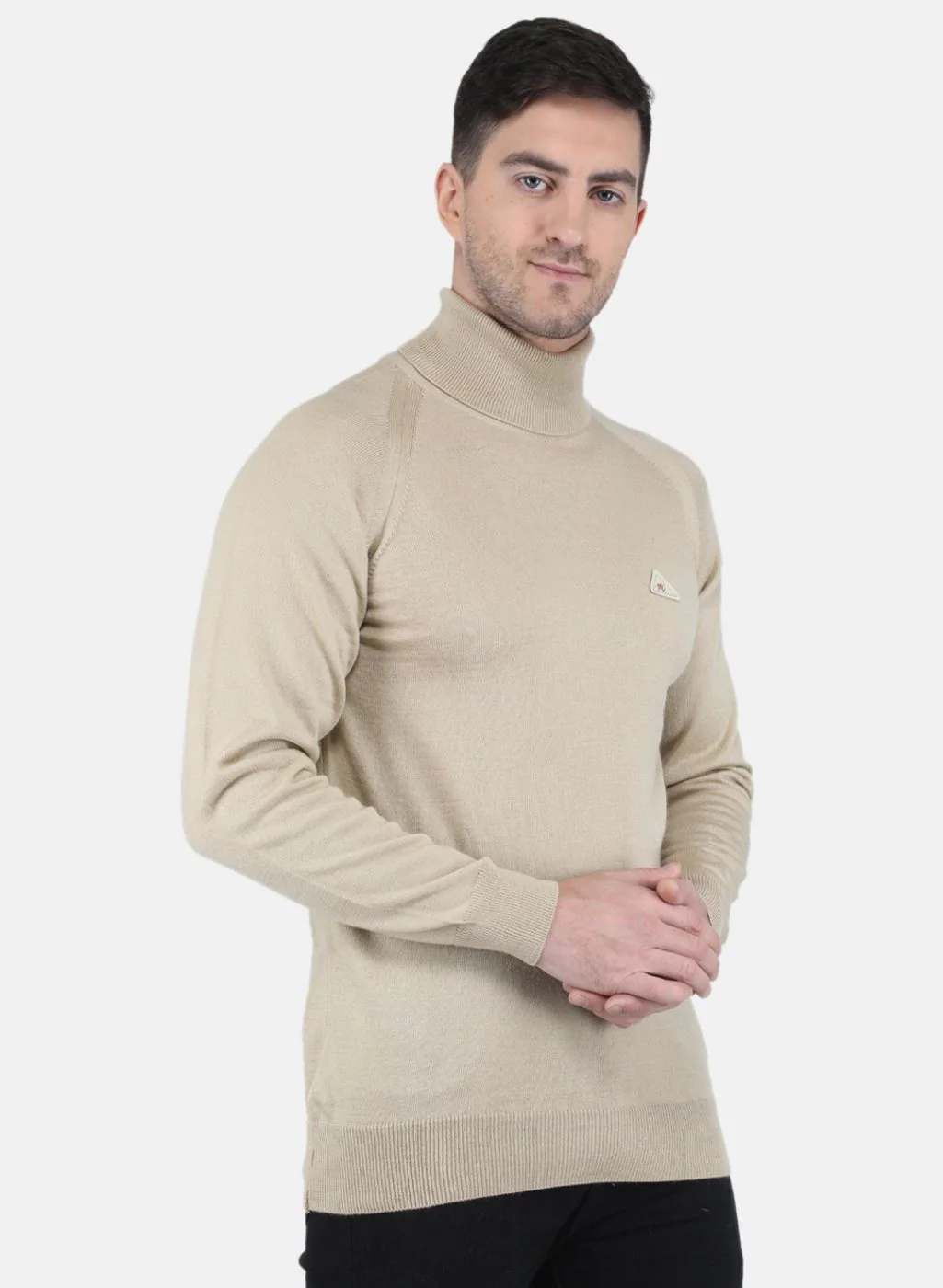 Men Beige Solid Pullover - Image 6