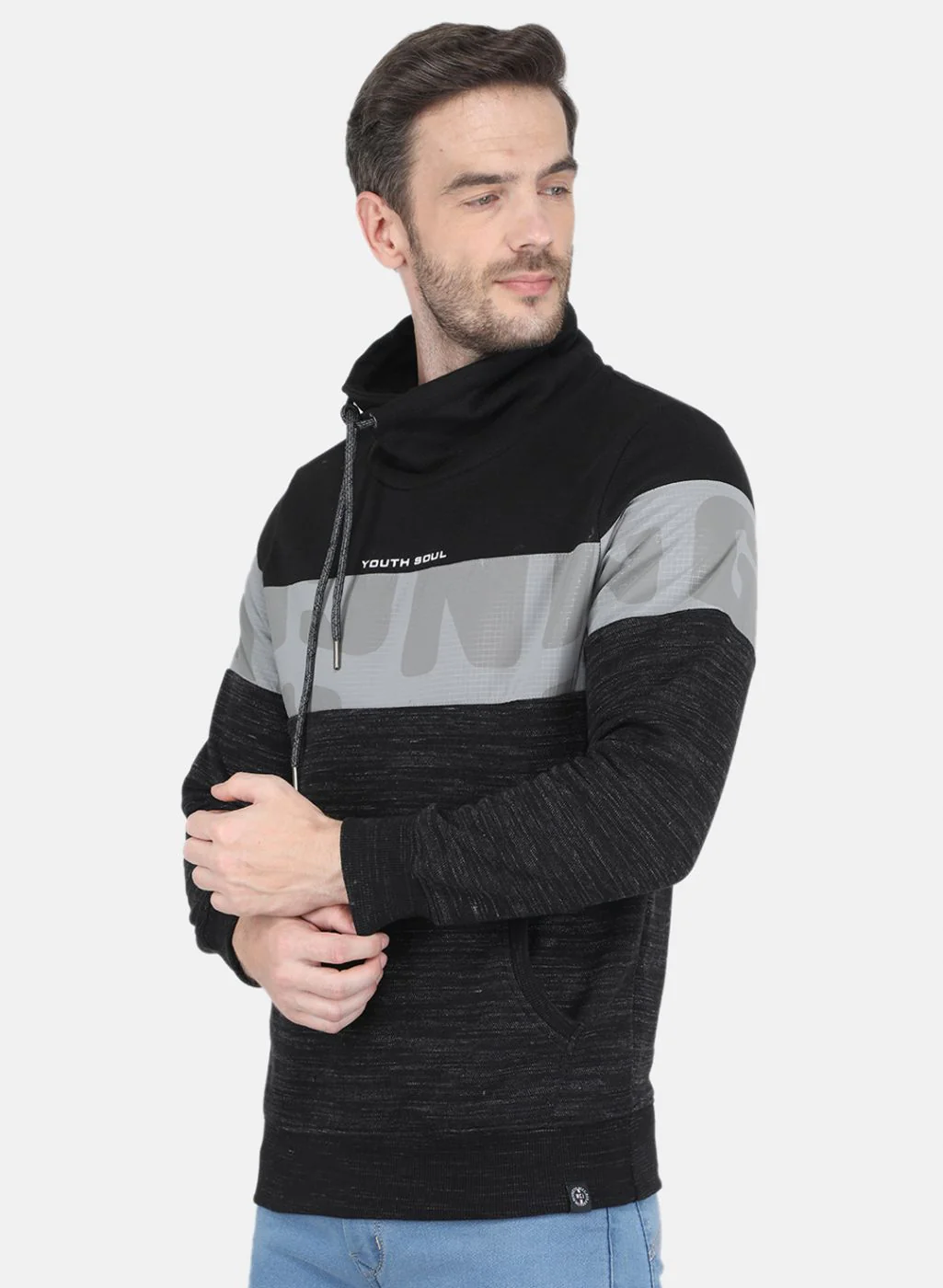 Men Black Jaquard Sweatshirt - Image 2