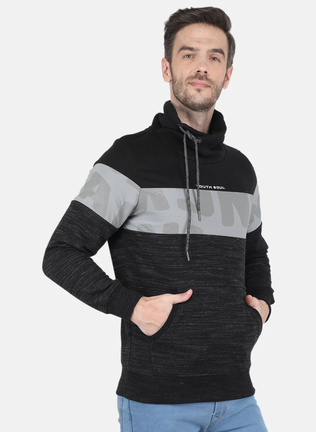 Men Black Jaquard Sweatshirt - Image 6