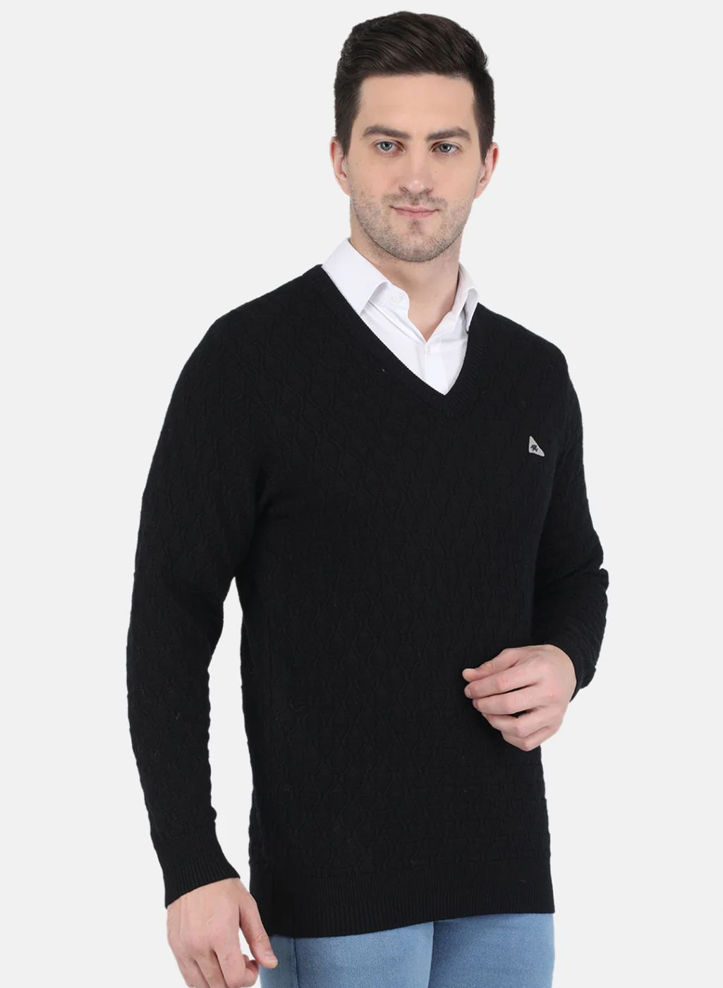 Men Black Self design Pullover - Image 6
