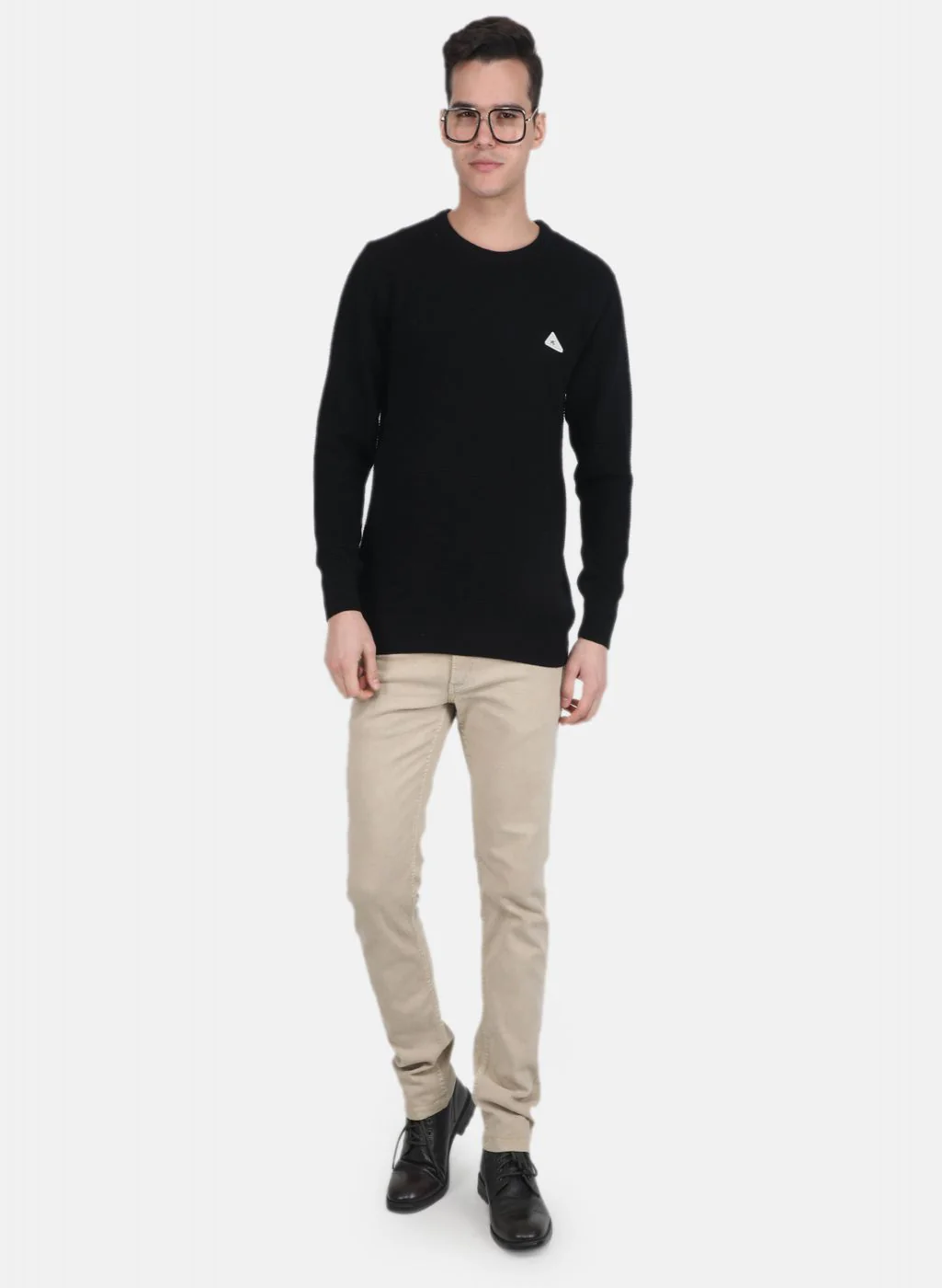 Men Black Self Design Pullover - Image 4
