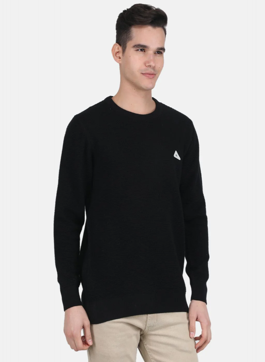 Men Black Self Design Pullover - Image 6