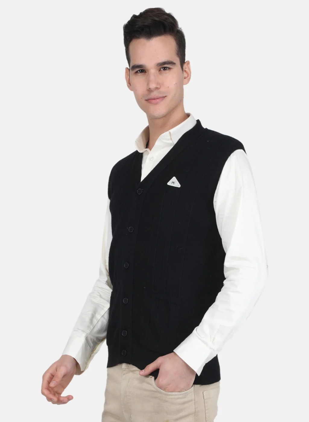 Men Black Solid Cardigan - Image 2