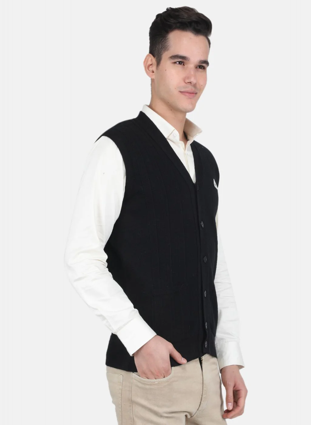 Men Black Solid Cardigan - Image 6