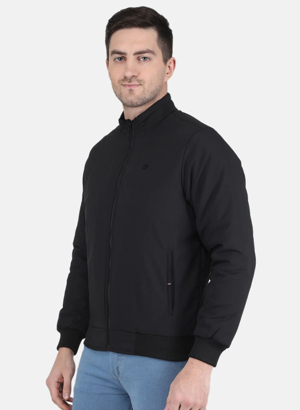 Men Black Solid Jacket - Image 2