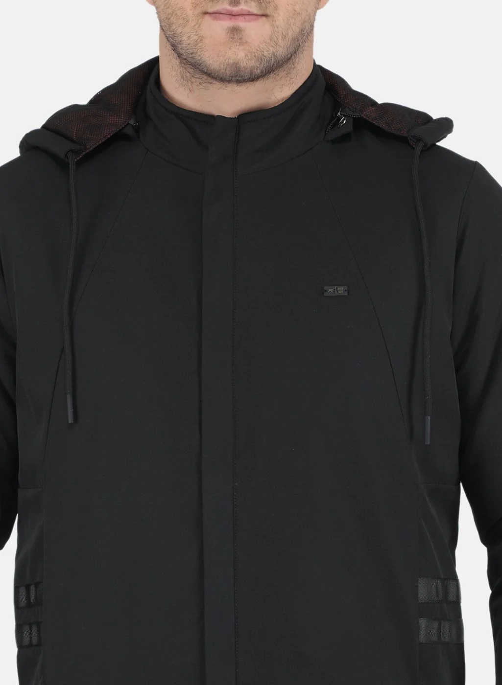 Men Black Solid Jacket - Image 5