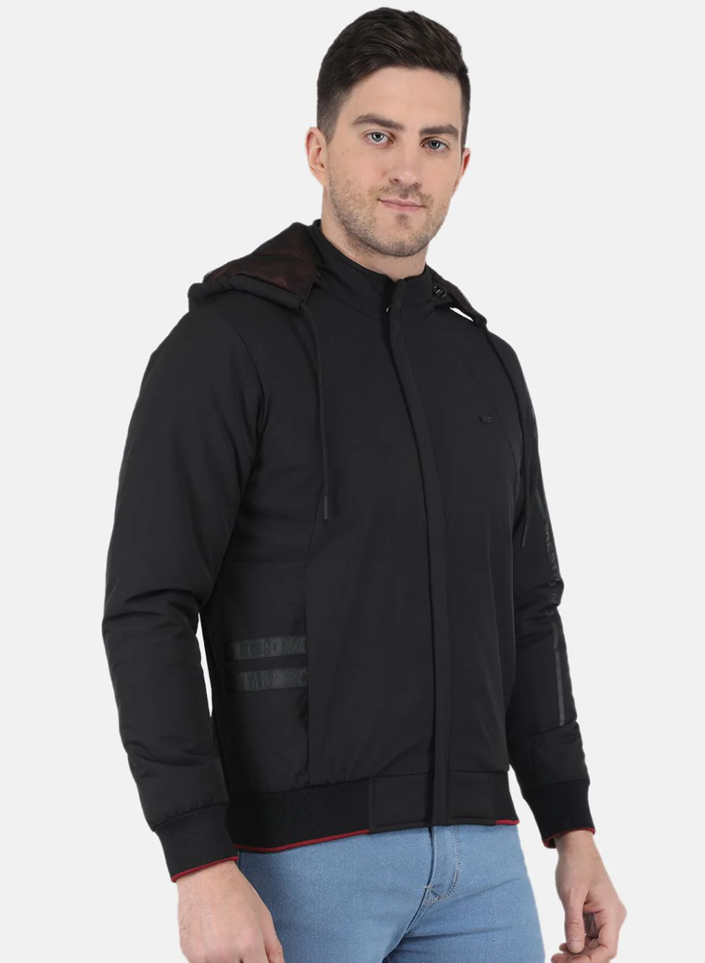 Men Black Solid Jacket - Image 6