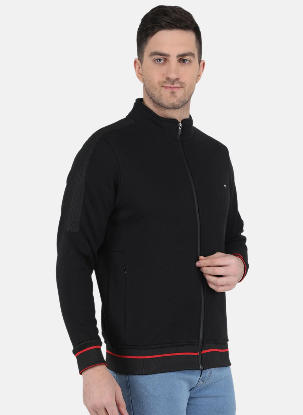 Men Black Solid Jacket - Image 6