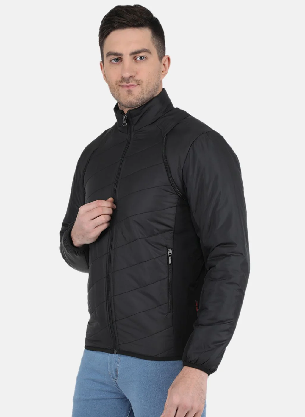 Men Black Solid Jacket - Image 2