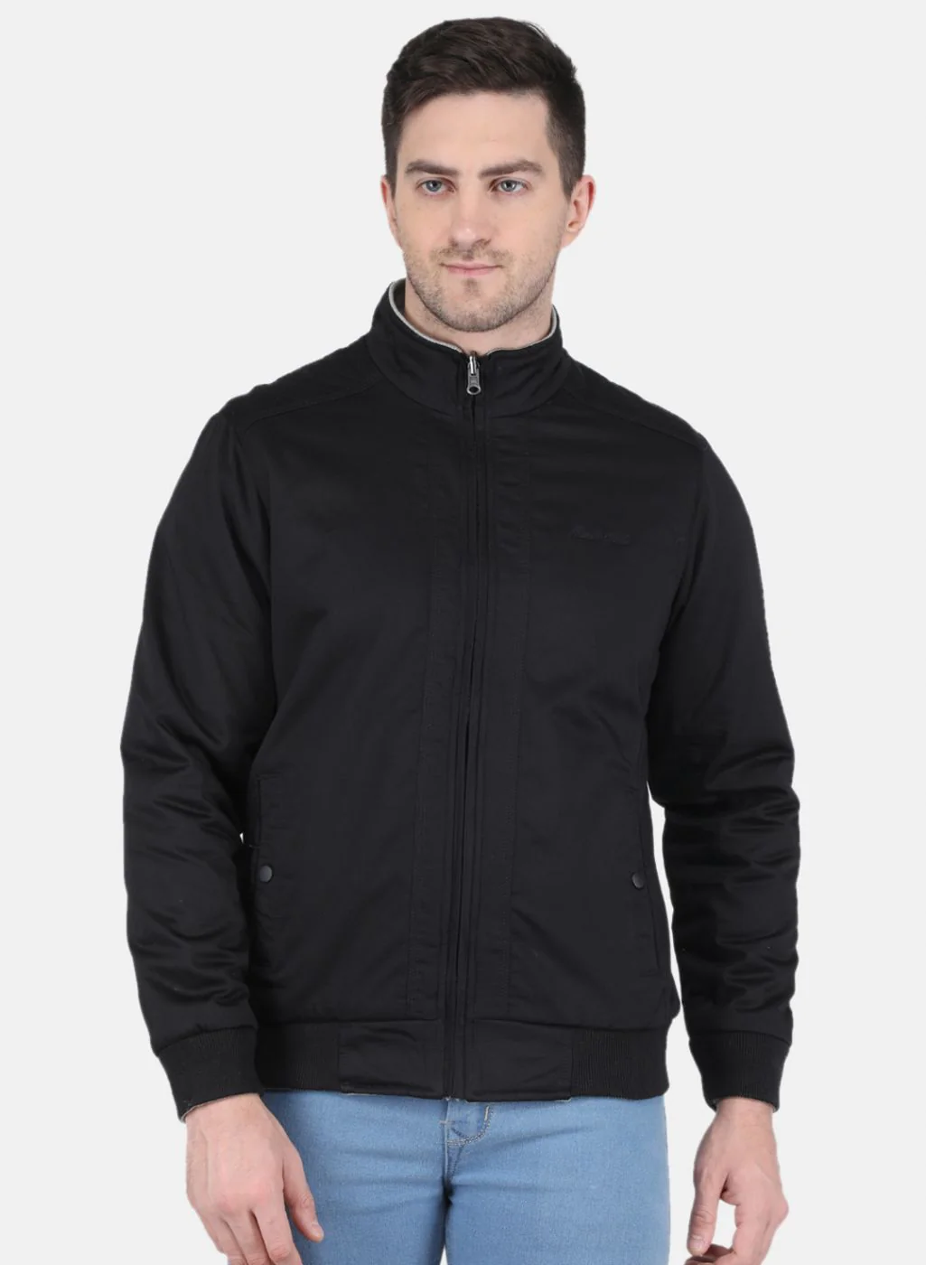 Men Black Solid Jacket - Image 7