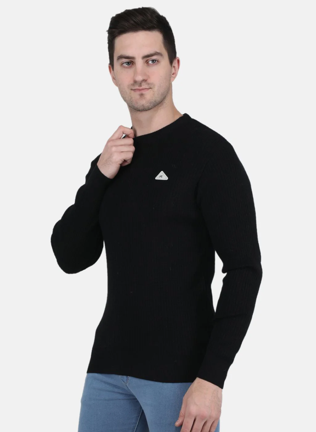 Men Black Solid Pullover - Image 2