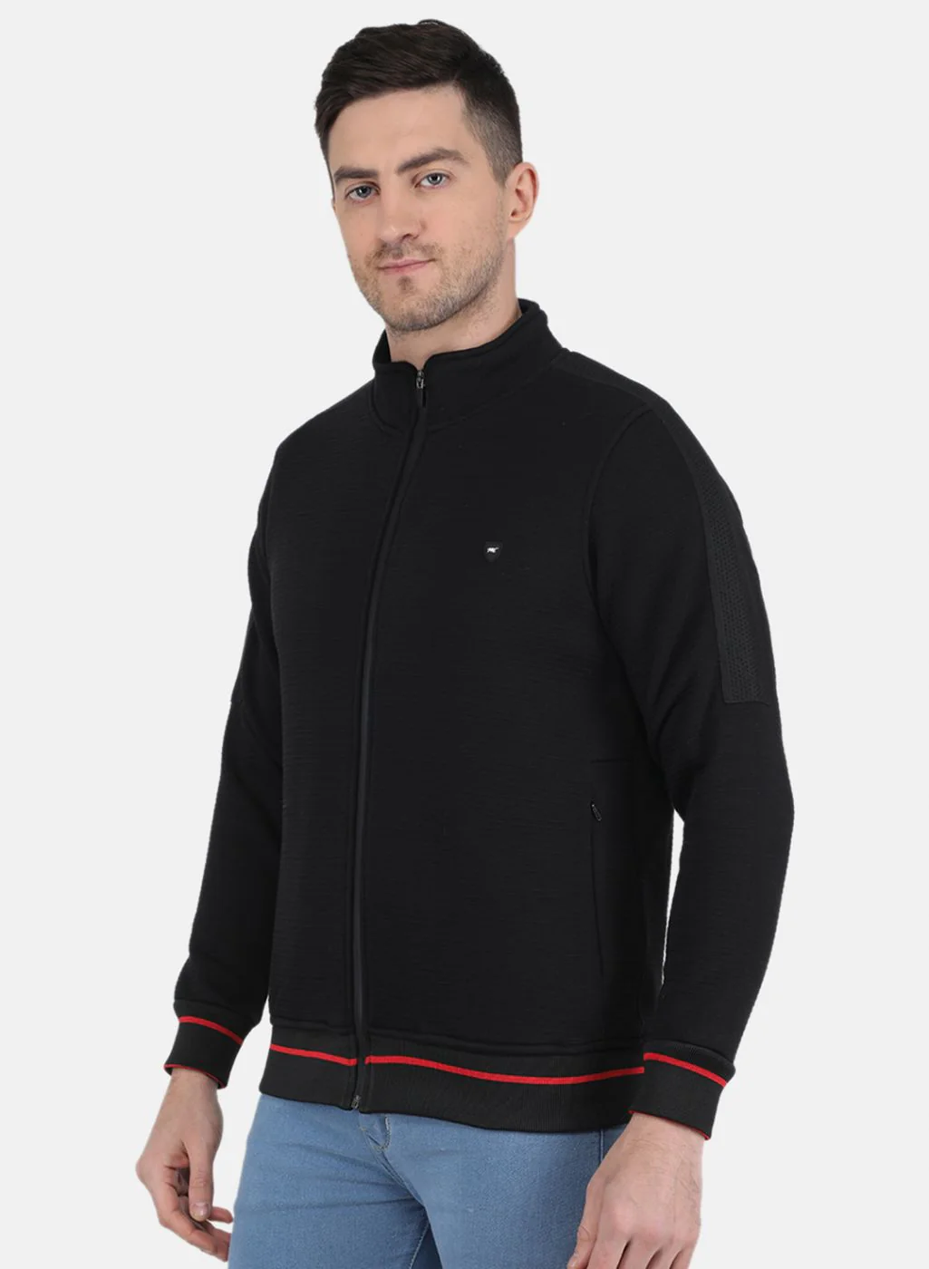 Men Black Solid Sweatshirt - Image 2