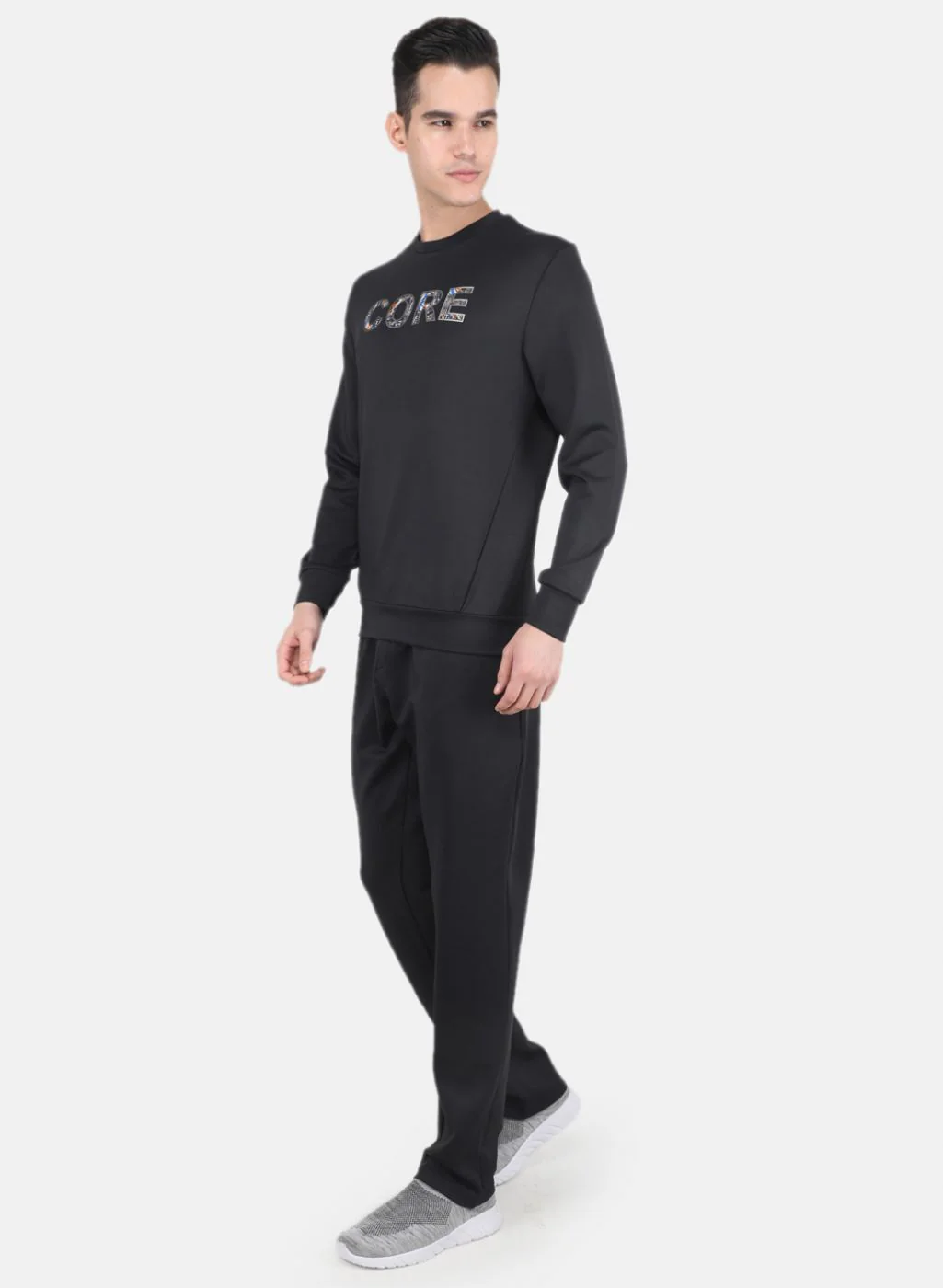 Men Black Solid Tracksuit - Image 2
