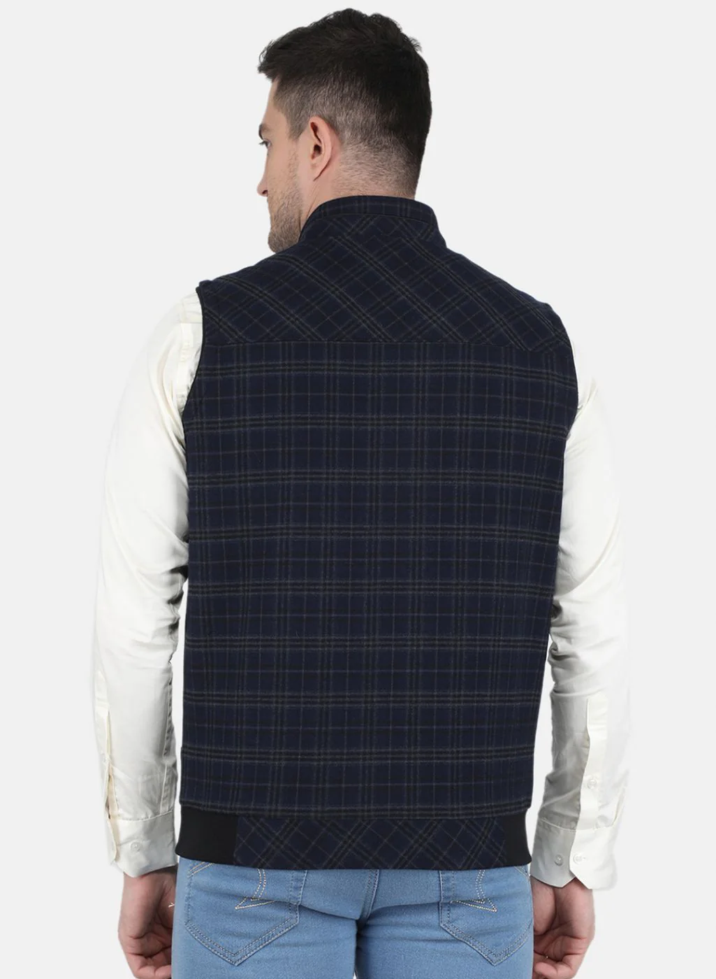 Men Blue Check Coat - Image 3