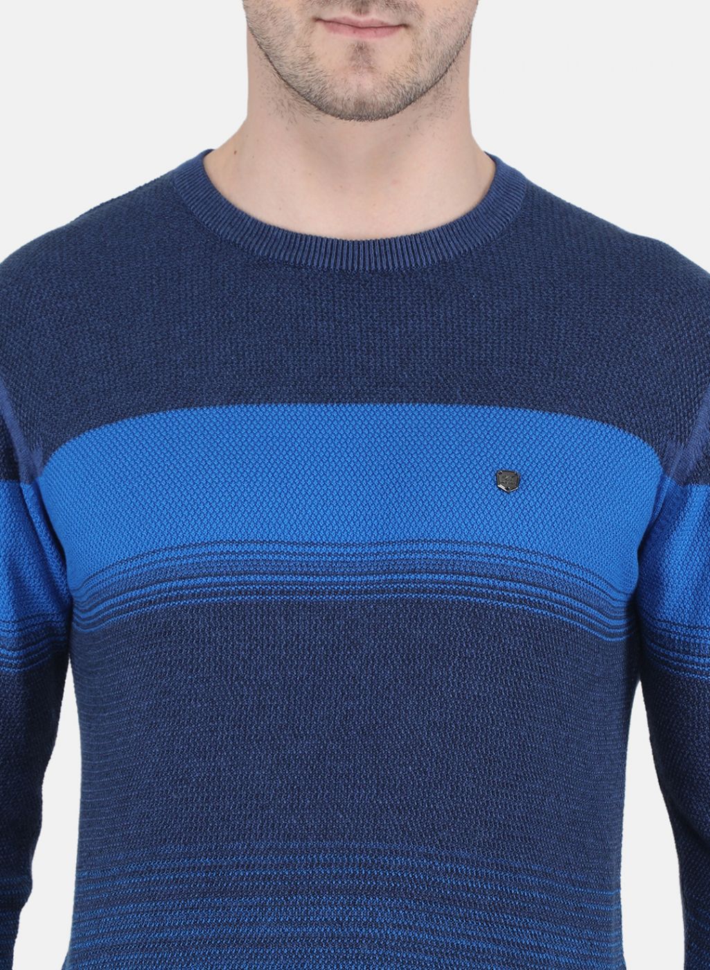 Men Blue Jaquard Pullover - Image 5