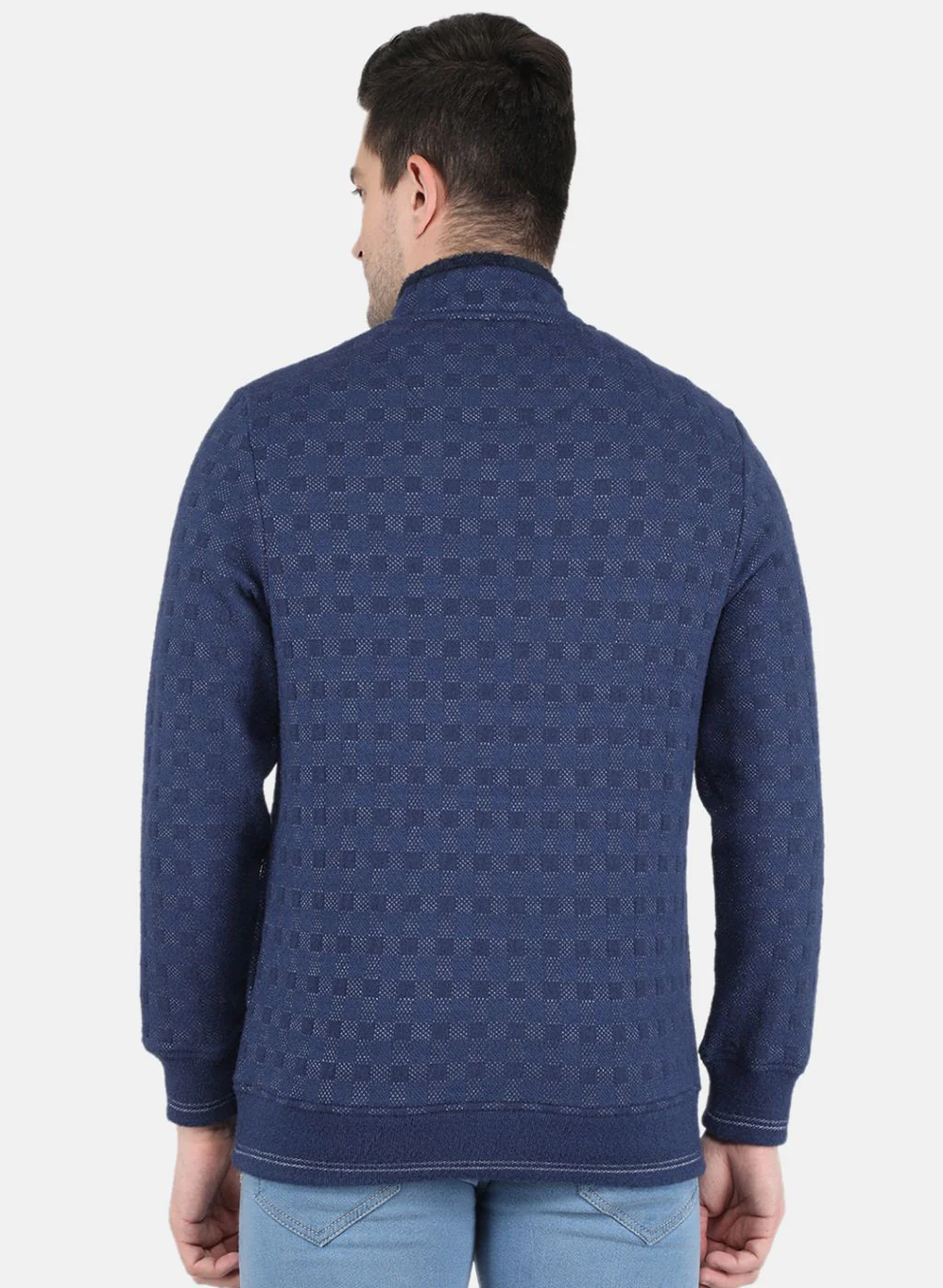 Men Blue Jaquard Sweatshirt - Image 3