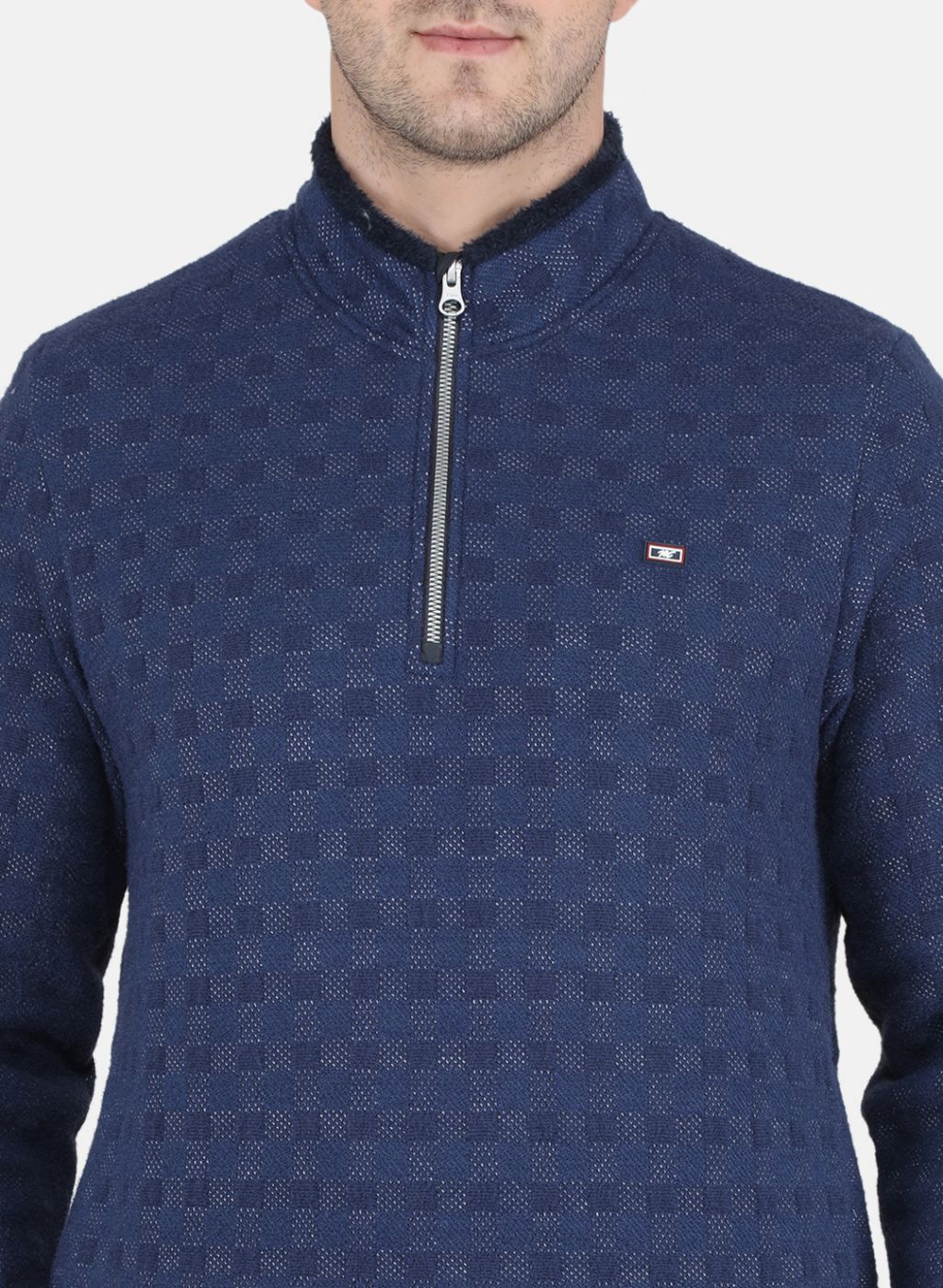 Men Blue Jaquard Sweatshirt - Image 5