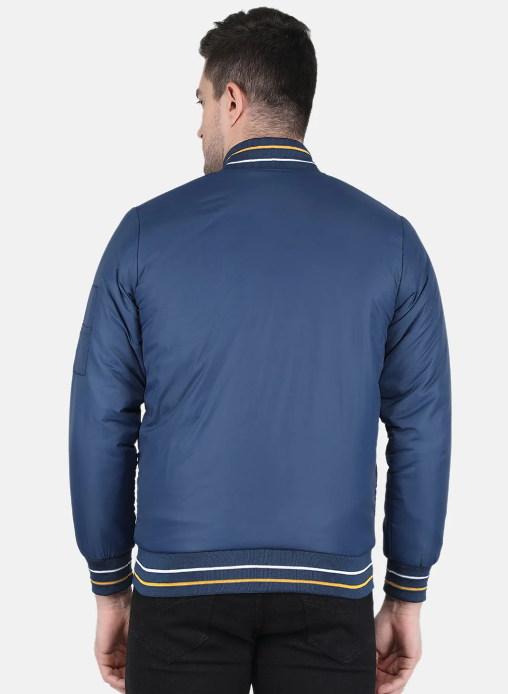 Men Blue Printed Jacket - Image 3