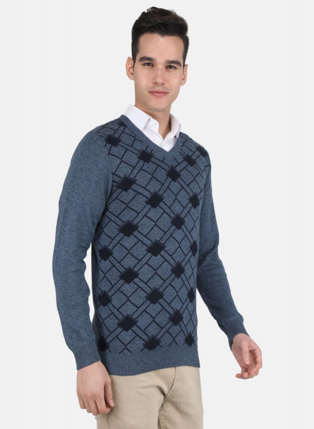 Men Blue Printed Pullover - Image 6