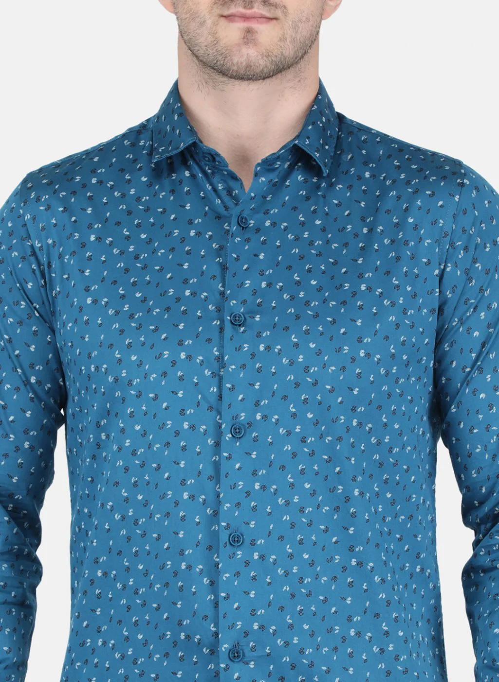 Men Blue Printed Shirt - Image 5