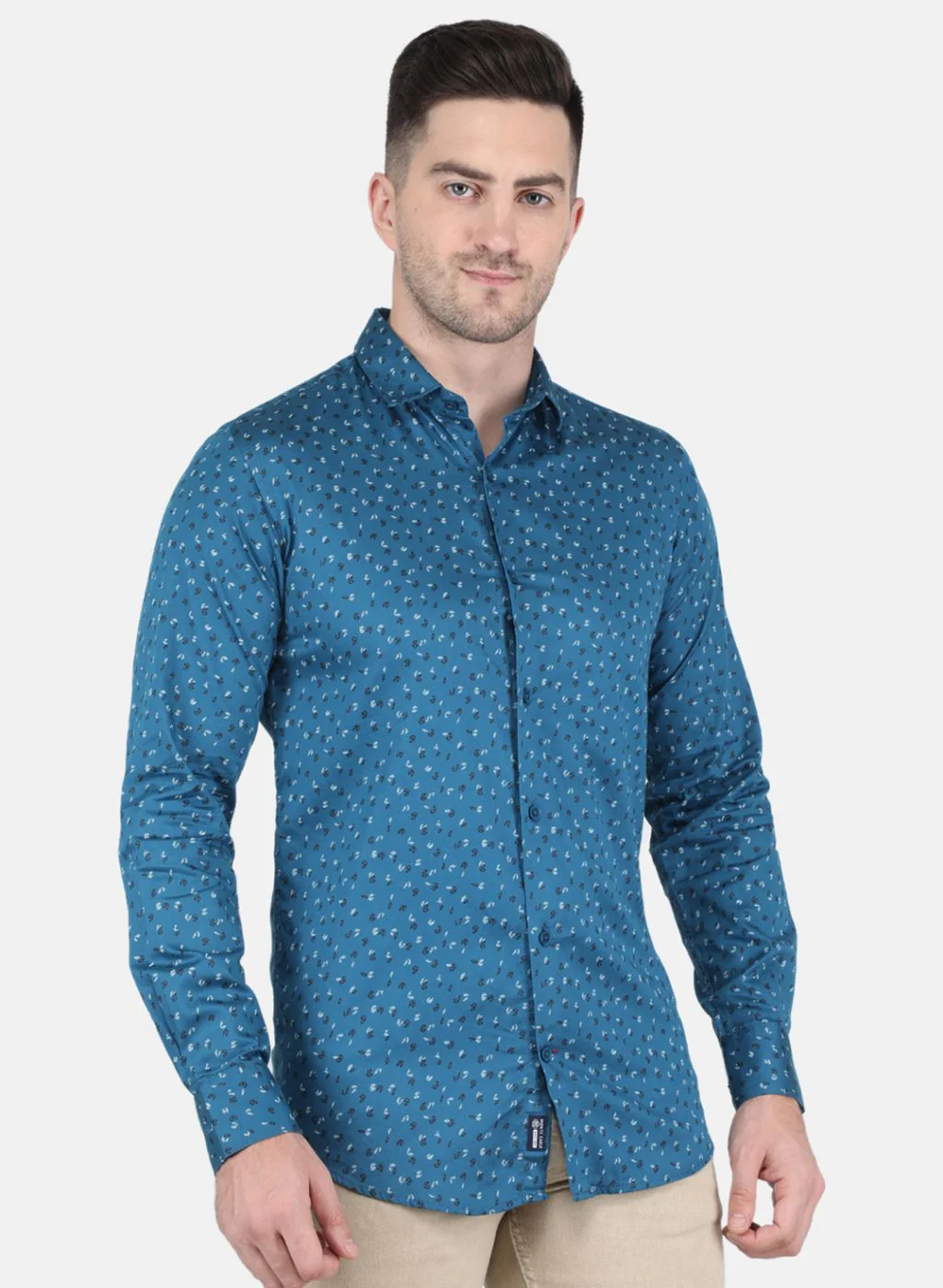 Men Blue Printed Shirt - Image 6