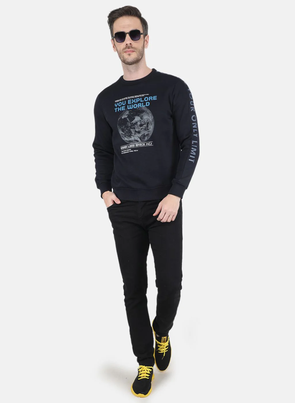 Men Blue Printed Sweatshirt - Image 4