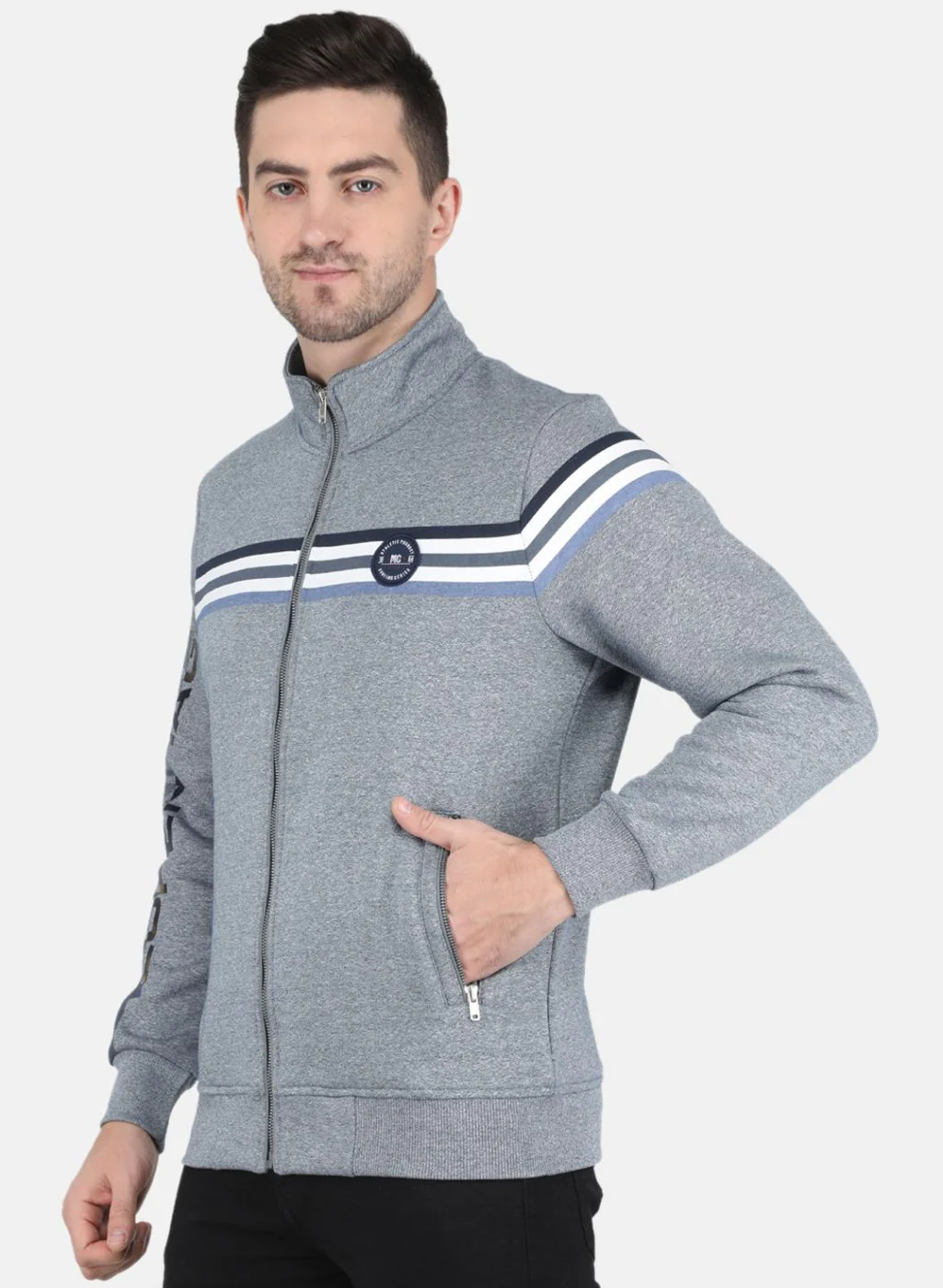 Men Blue Printed Sweatshirt - Image 2