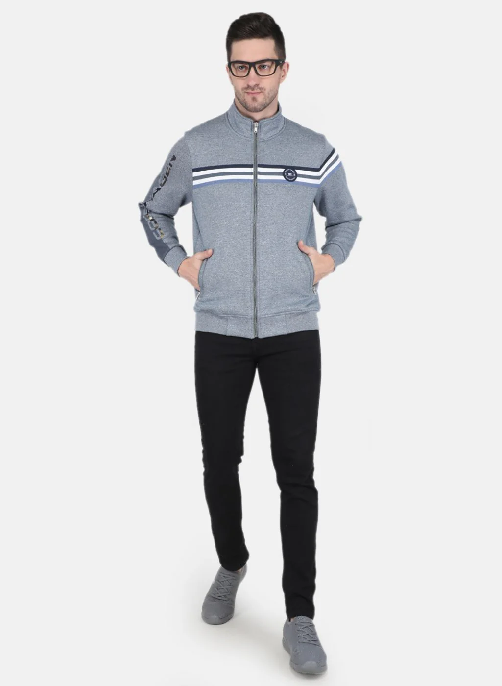 Men Blue Printed Sweatshirt - Image 4