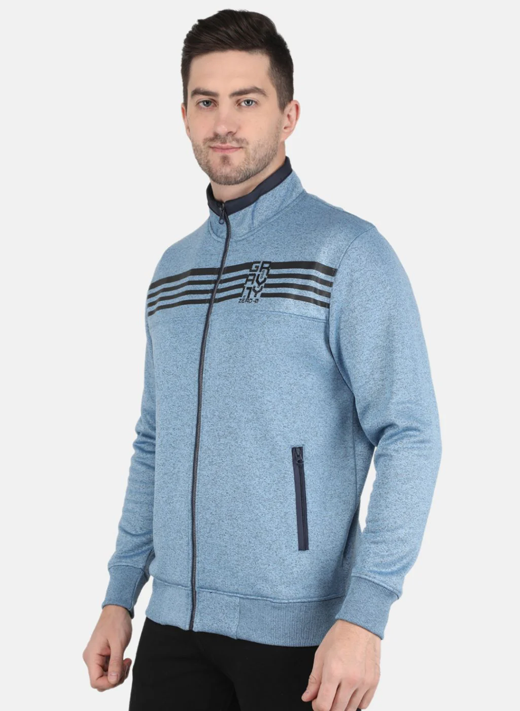 Men Blue Printed Sweatshirt - Image 2