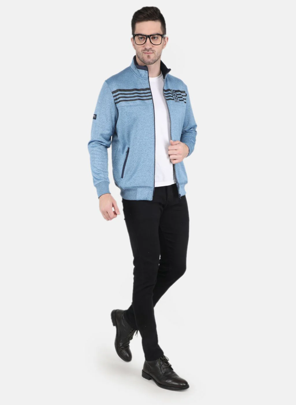 Men Blue Printed Sweatshirt - Image 4