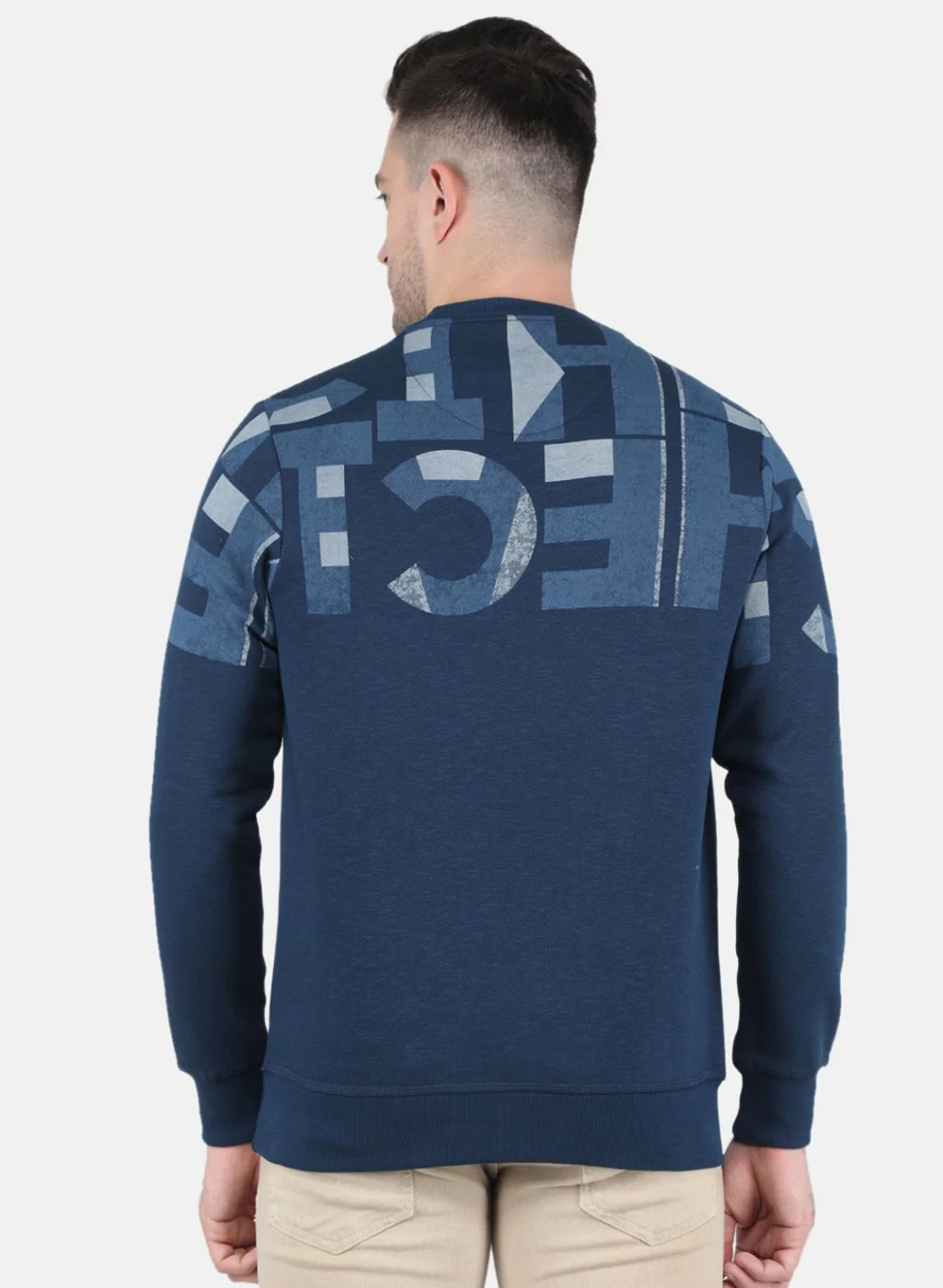 Men Blue Printed Sweatshirt - Image 3