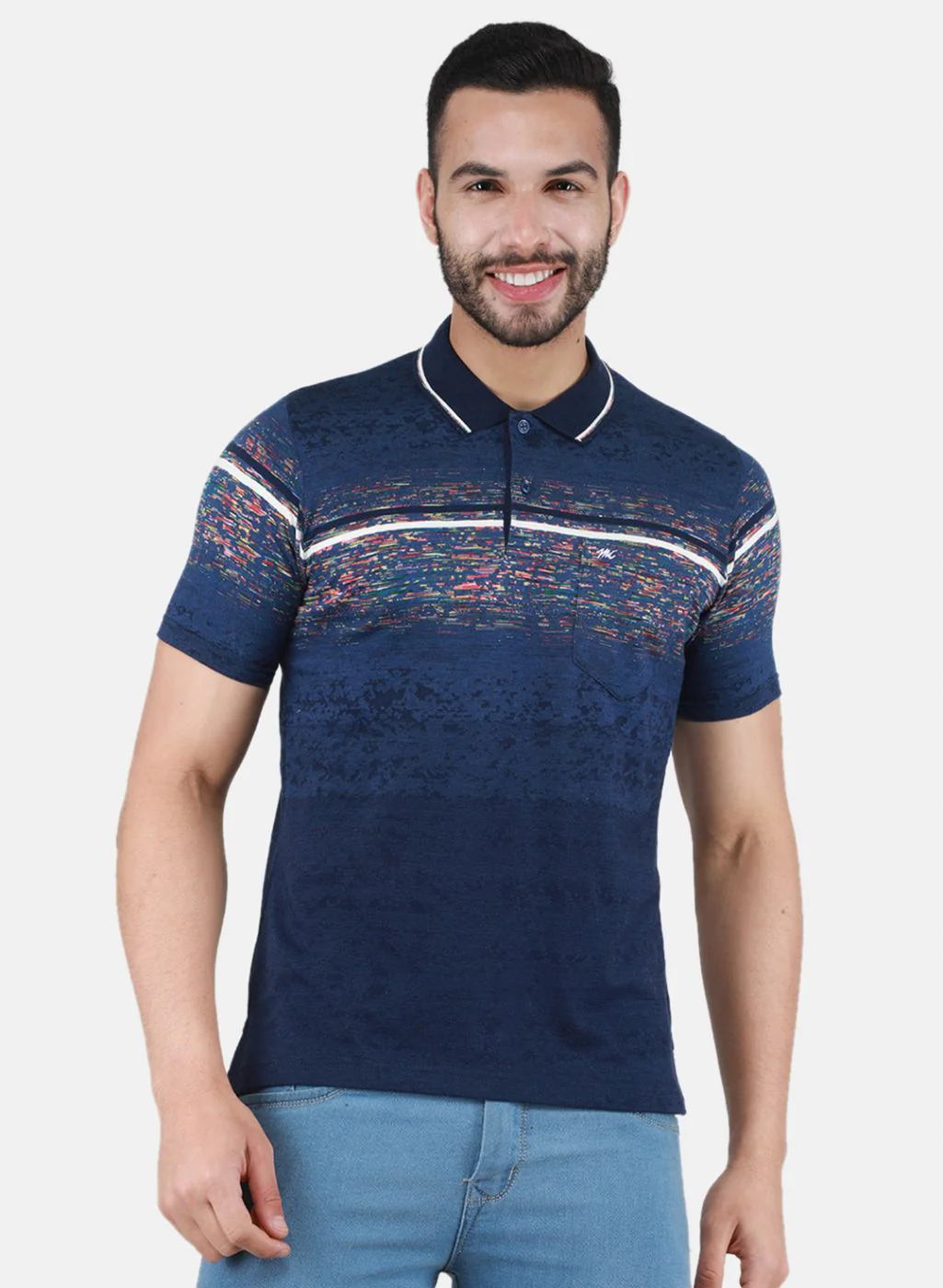 Men Blue Printed T-Shirt