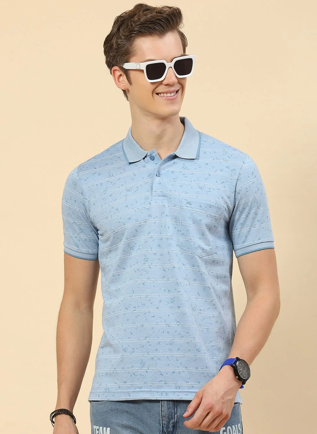 Men Blue Printed T-Shirt