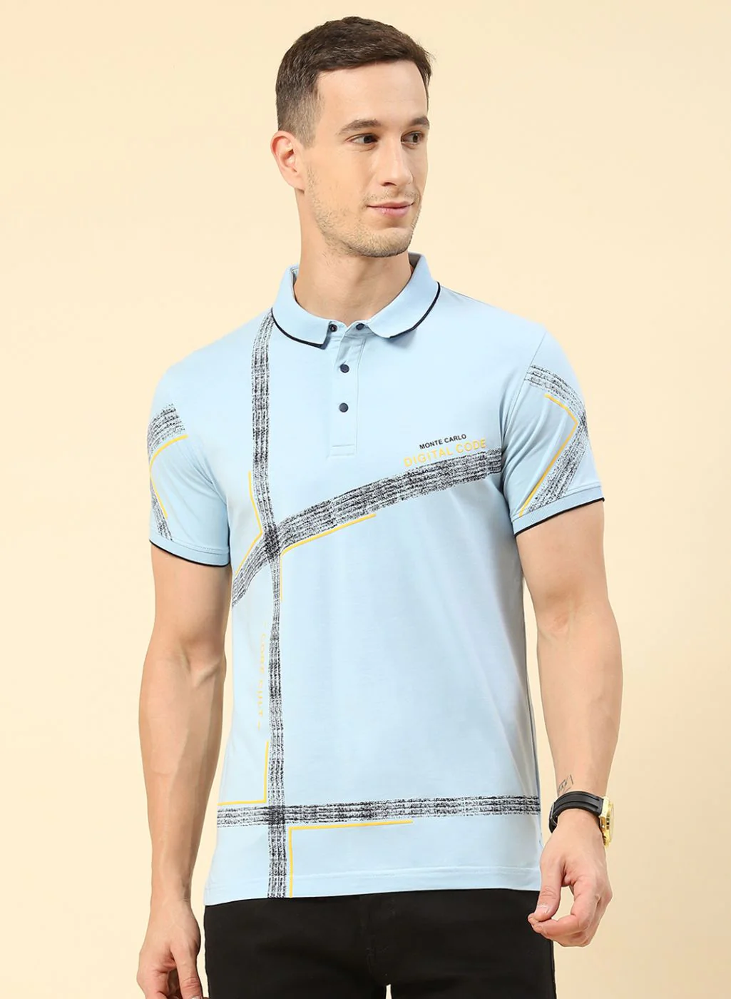 Men Blue Printed T-Shirt