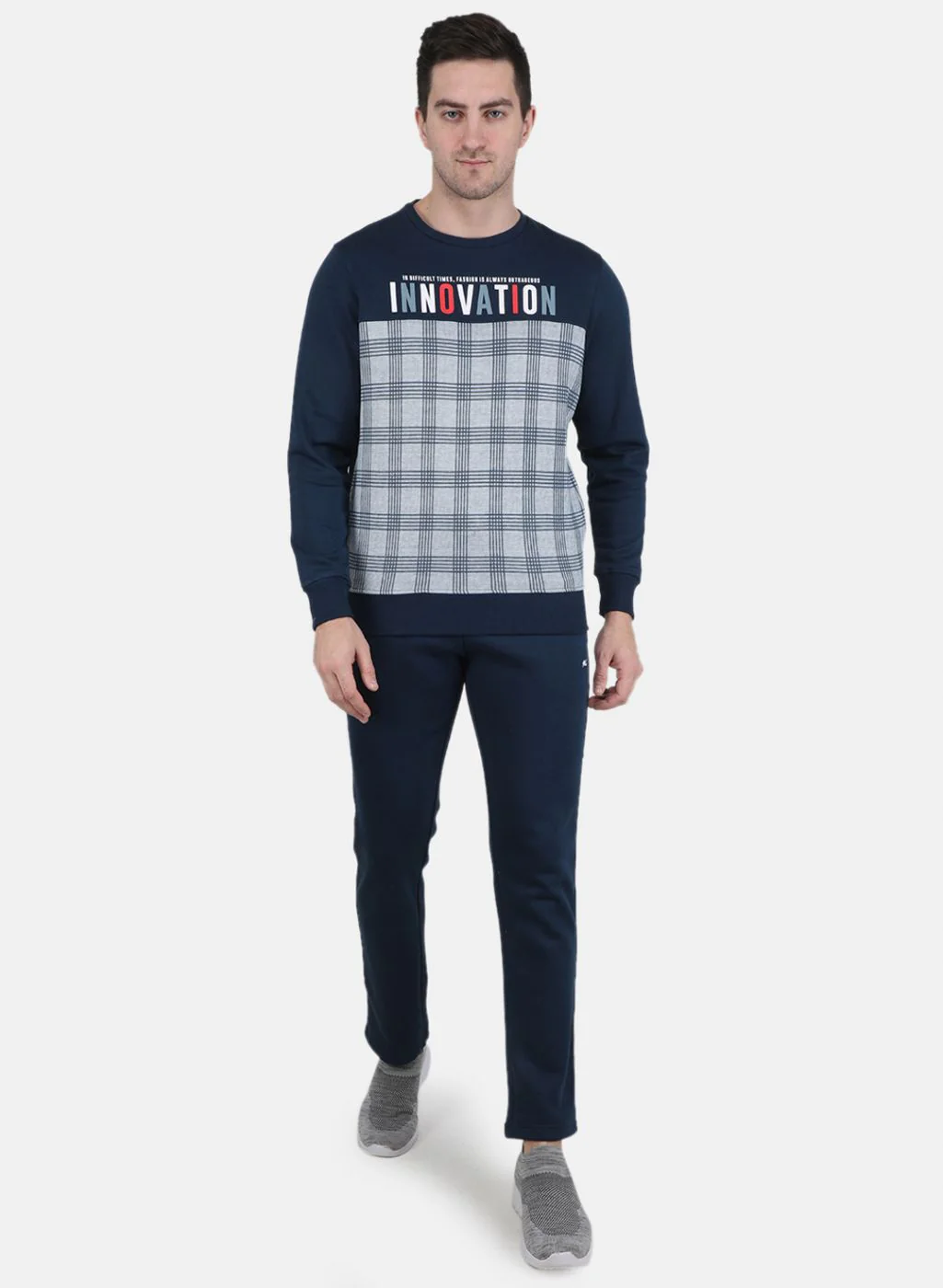 Men Blue Printed Tracksuit
