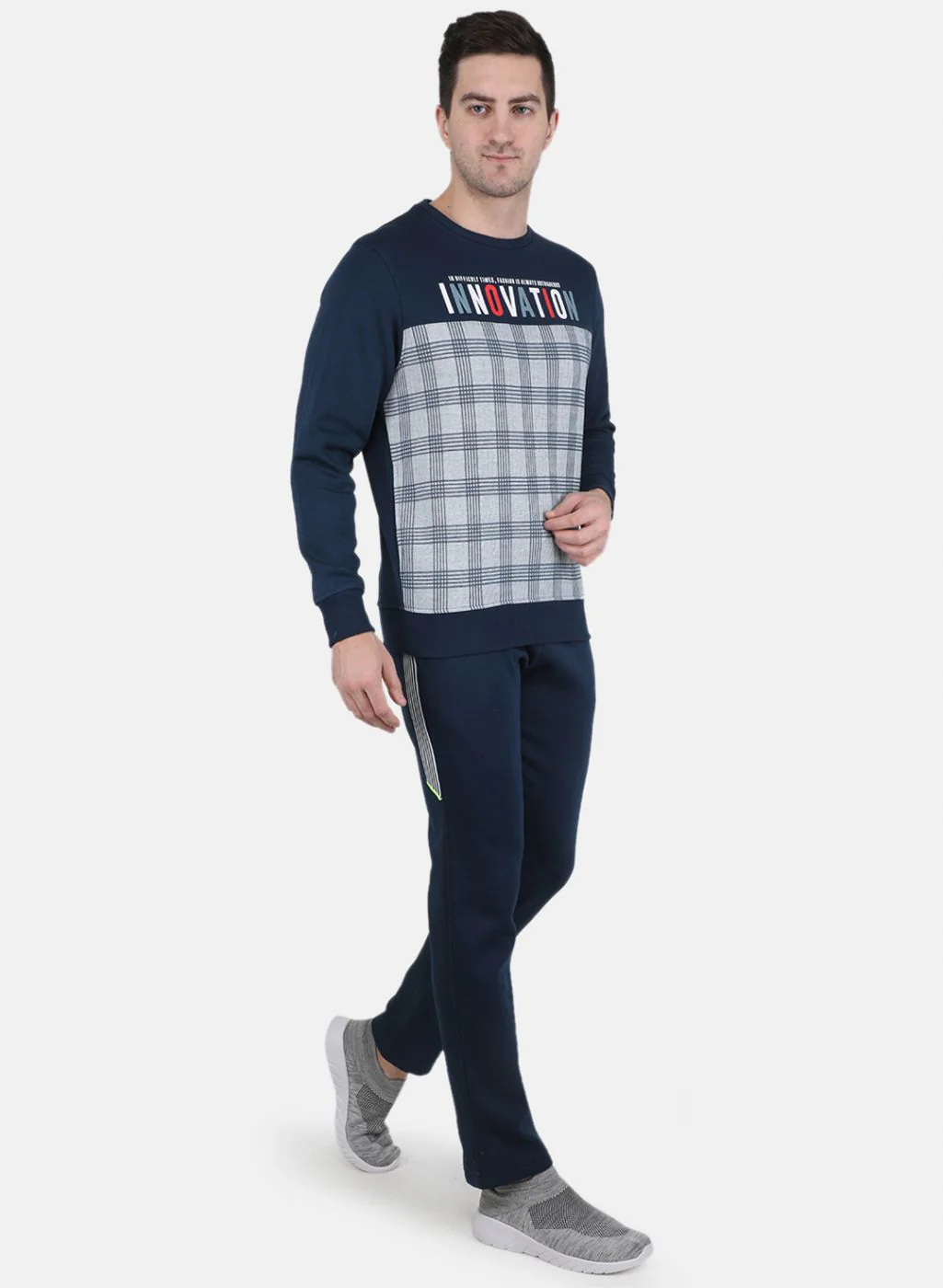 Men Blue Printed Tracksuit - Image 7