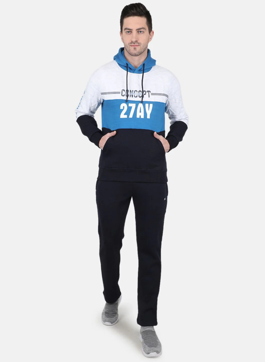 Men Blue Printed Tracksuit