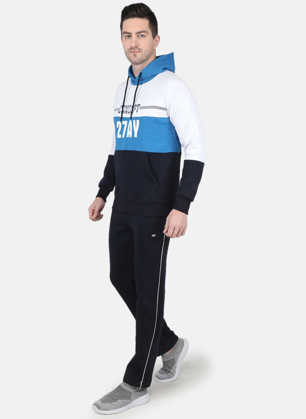Men Blue Printed Tracksuit - Image 2