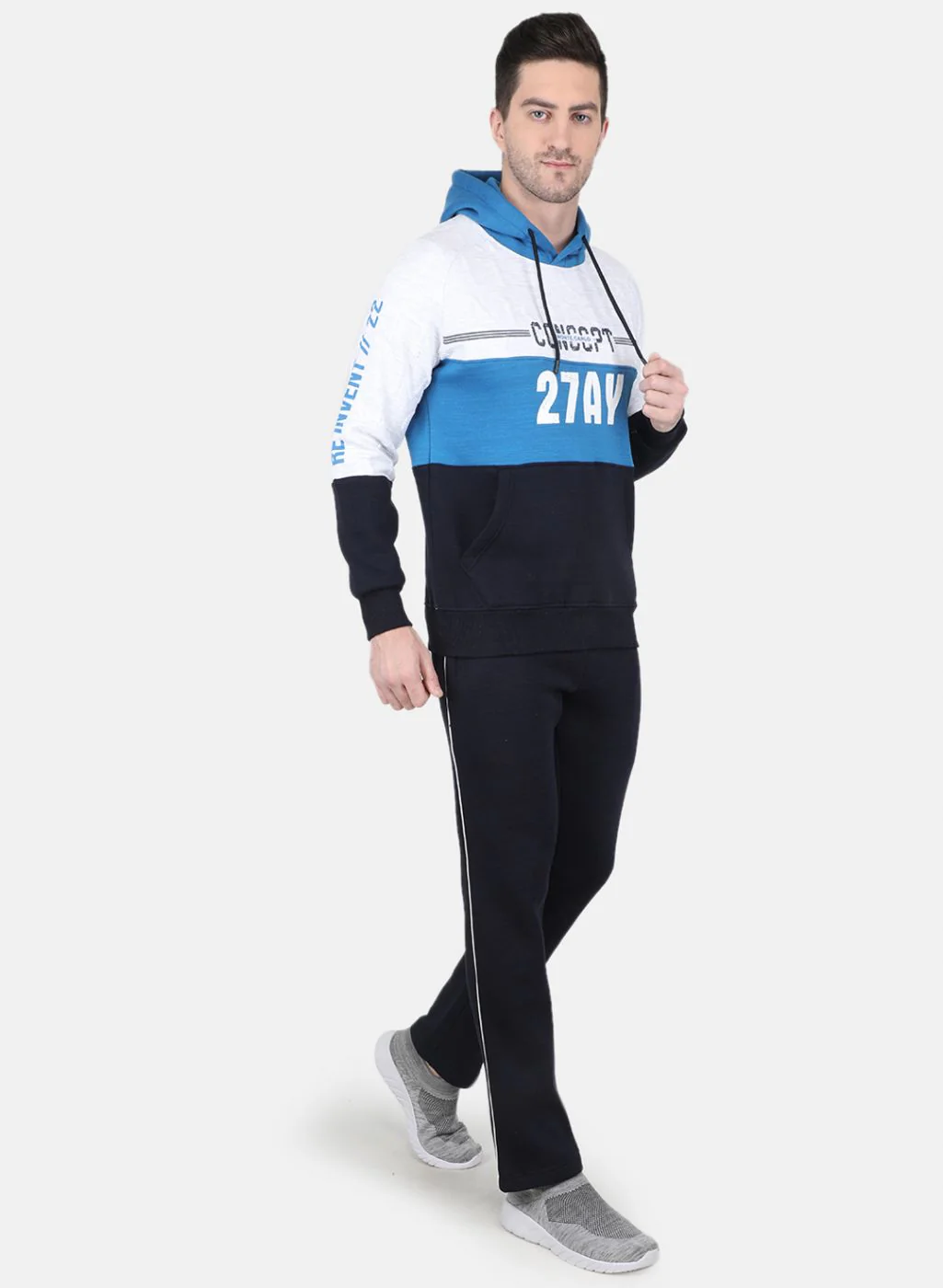Men Blue Printed Tracksuit - Image 7
